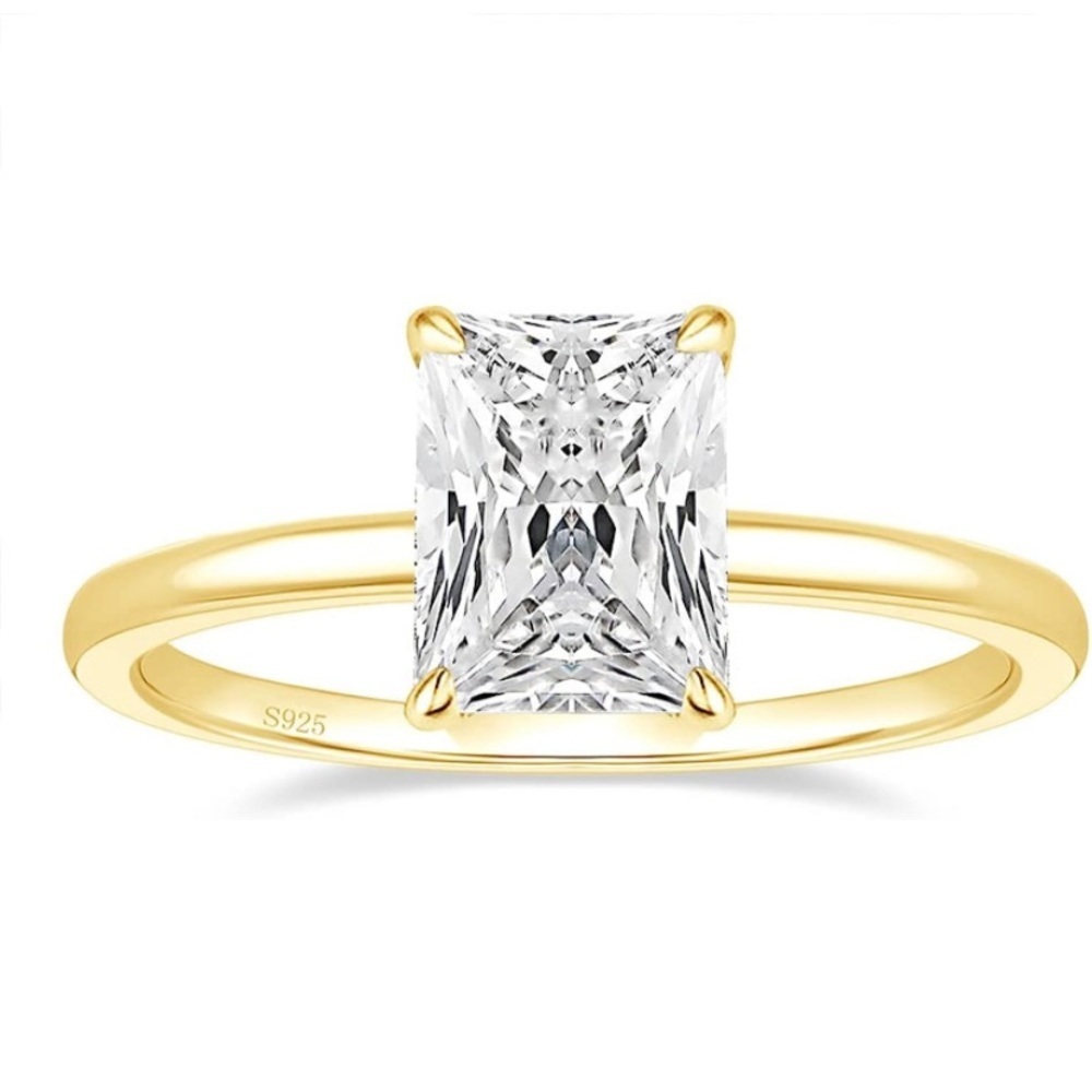 3 Carat Radiant Cut Hidden Halo Diamond Ring Yellow Gold